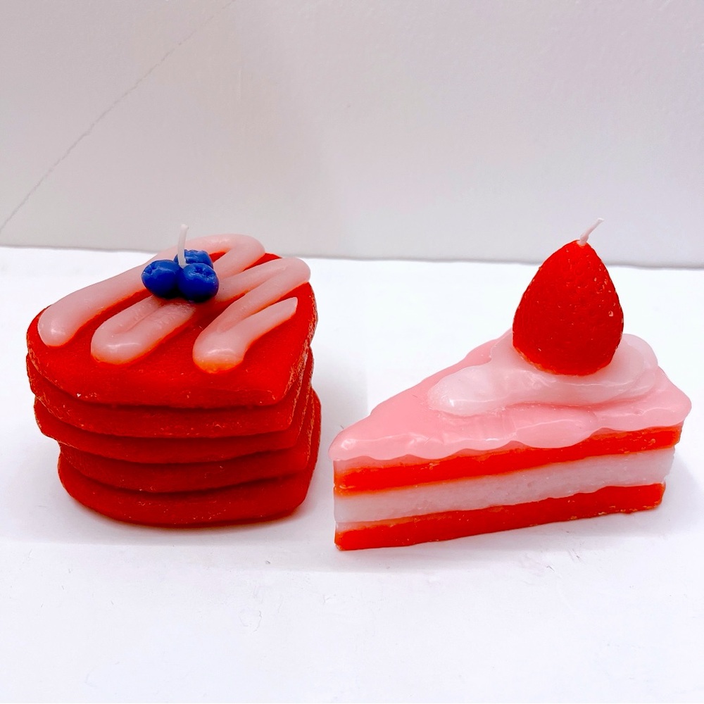 Cake Candle Lot Of 2 Strawberry Shortcake Pancake Home Decor Unique Gift for Her